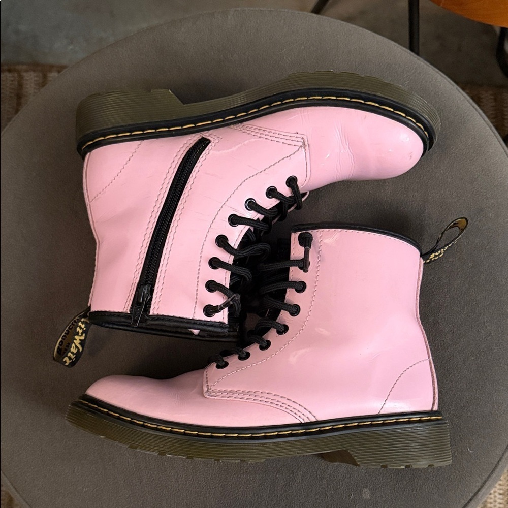 Dr. Martins Pink 1460 US 3 Pink Vegan Leather Tie/Zip-Up Boots - Picture 7 of 8